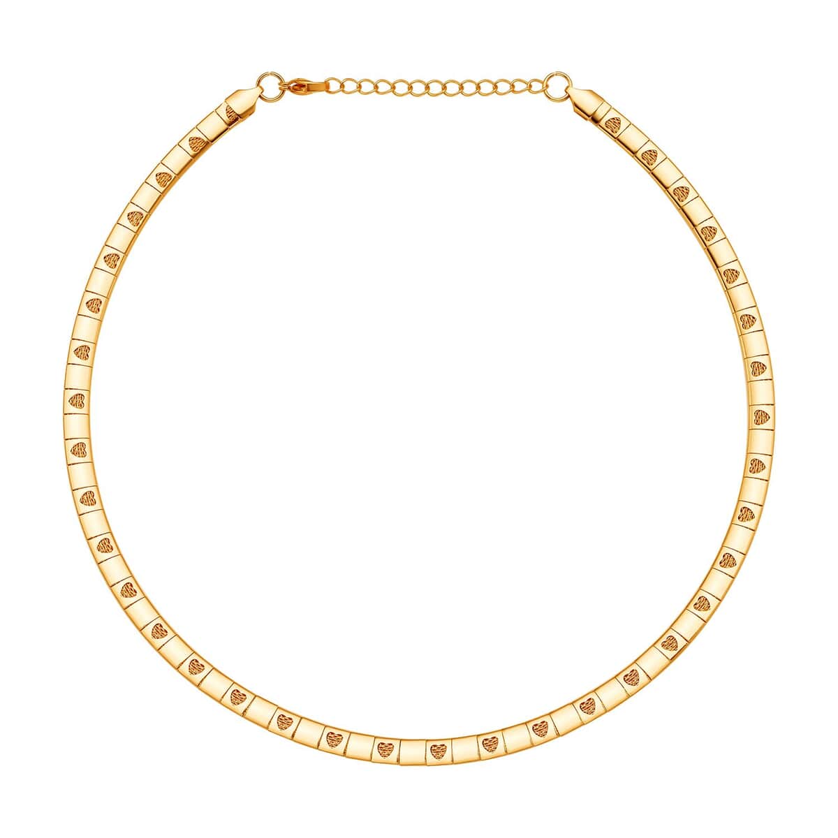 Omega Heart Pattern Collar Necklace 17-19 Inches in ION Plated Yellow Gold Stainless Steel 15.50 Grams image number 0