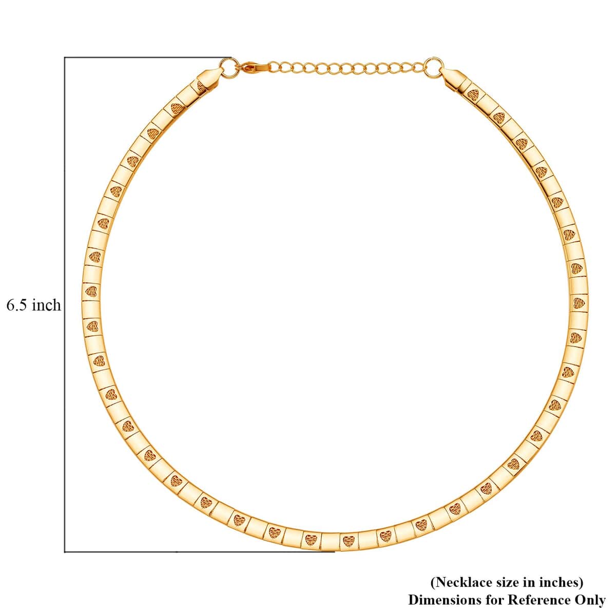 Omega Heart Pattern Collar Necklace 17-19 Inches in ION Plated Yellow Gold Stainless Steel 15.50 Grams image number 3