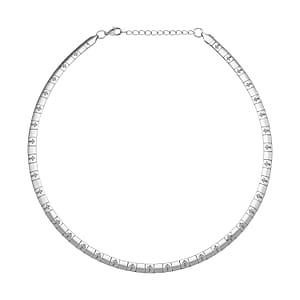 Omega Cross Pattern Collar Necklace in Stainless Steel 15.50 Grams 17-19 Inches