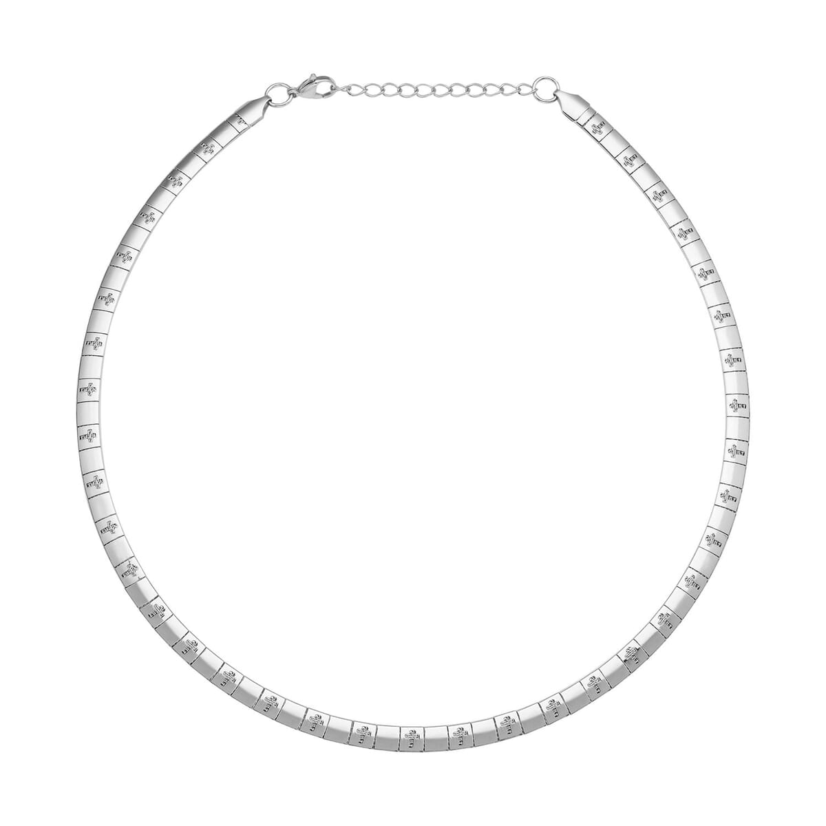 Omega Cross Pattern Collar Necklace 17-19 Inches in Stainless Steel 15.50 Grams image number 0