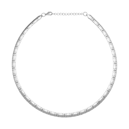 Omega Cross Pattern Collar Necklace 17-19 Inches in Stainless Steel 15.50 Grams image number 0