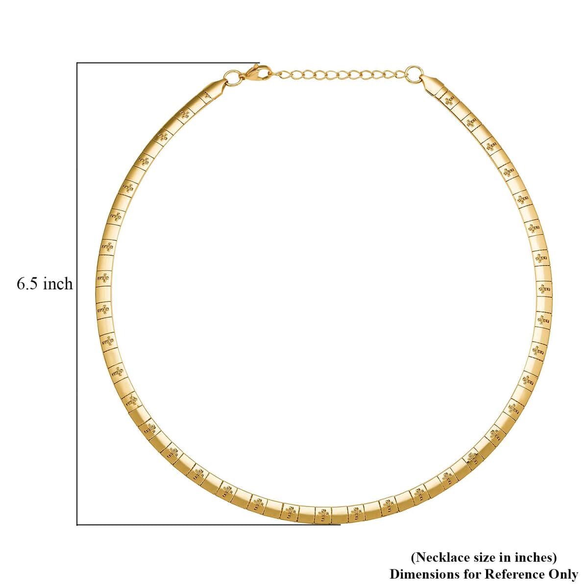 Omega Cross Pattern Collar Necklace 17-19 Inches in ION Plated Yellow Gold Stainless Steel 15.50 Grams image number 3