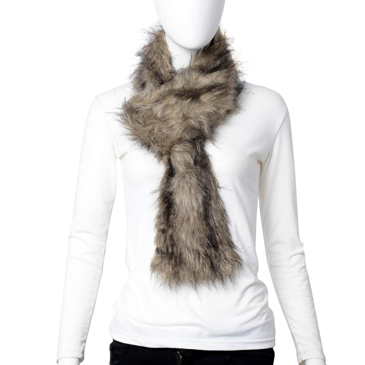 Beige Polyester Faux Fur Collar Scarf and Boot Cuffs image number 1