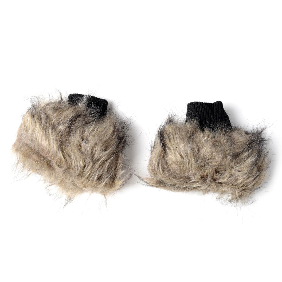 Beige Polyester Faux Fur Collar Scarf and Boot Cuffs image number 2