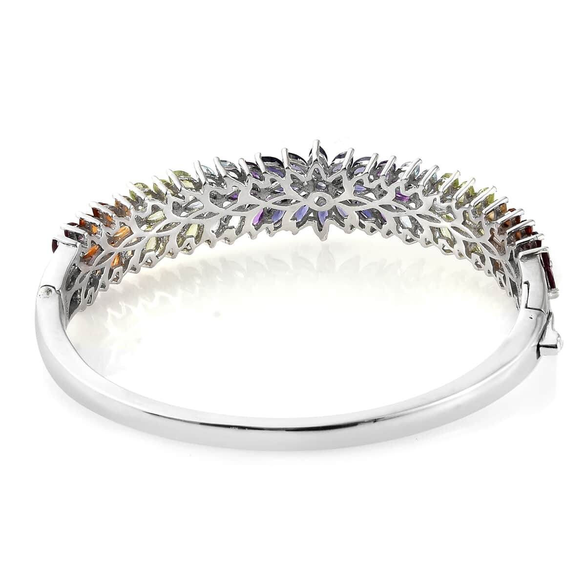 Multi Gemstone Bangle Bracelet in Platinum Over Sterling Silver (6.50 in) 10.60 ctw image number 4