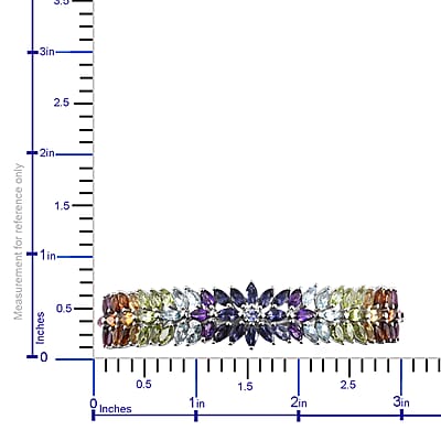 Multi Gemstone Bangle Bracelet in Platinum Over Sterling Silver (6.50 in) 10.60 ctw