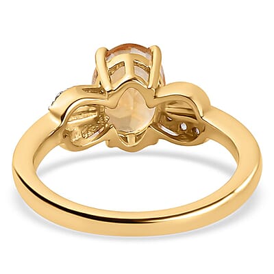 D'Joy Brazilian Citrine and White Zircon 1.25 ctw Ring in 14K YG Over Sterling Silver (Size 10.0)