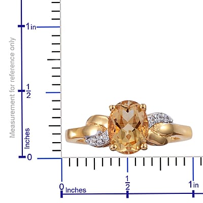 D'Joy Brazilian Citrine and White Zircon 1.25 ctw Ring in 14K YG Over Sterling Silver (Size 10.0)