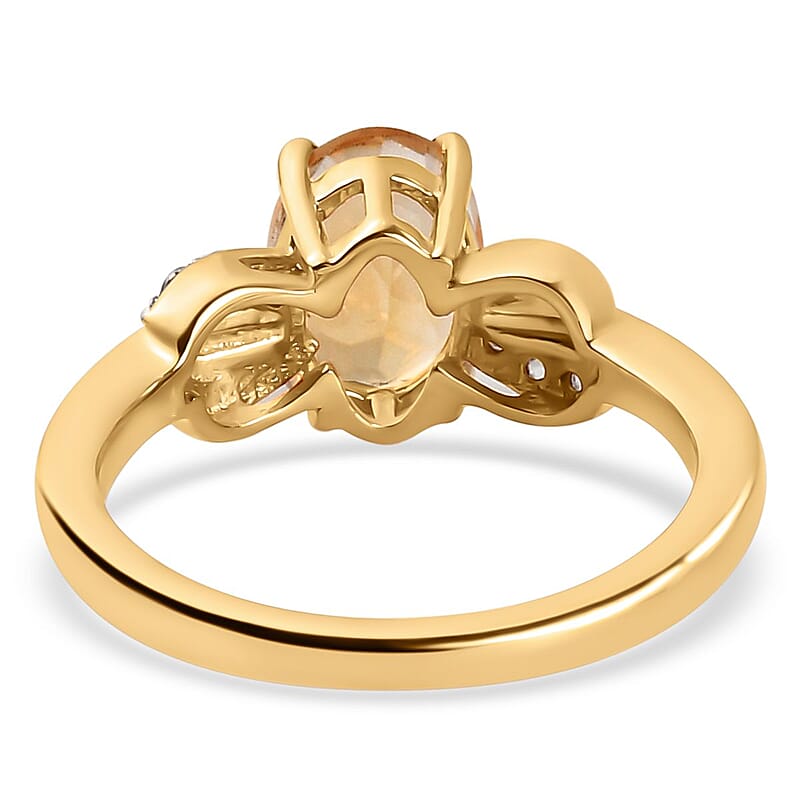 D'Joy Brazilian Citrine and White Zircon 1.25 ctw Ring in 18K YG Over Sterling Silver (Size 5.0)
