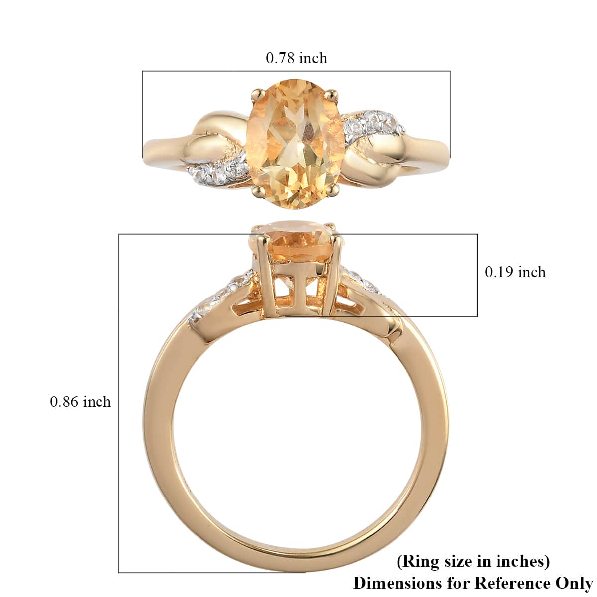 Brazilian Citrine Infinity Ring in 14K Yellow Gold Over Sterling Silver, White Zircon Accent Ring, Birthstone Jewelry, Gift For Her in 1.25 ctw image number 6