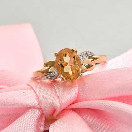 Brazilian Citrine Infinity Ring in 14K Yellow Gold Over Sterling Silver, White Zircon Accent Ring, Birthstone Jewelry, Gift For Her in 1.25 ctw image number 1