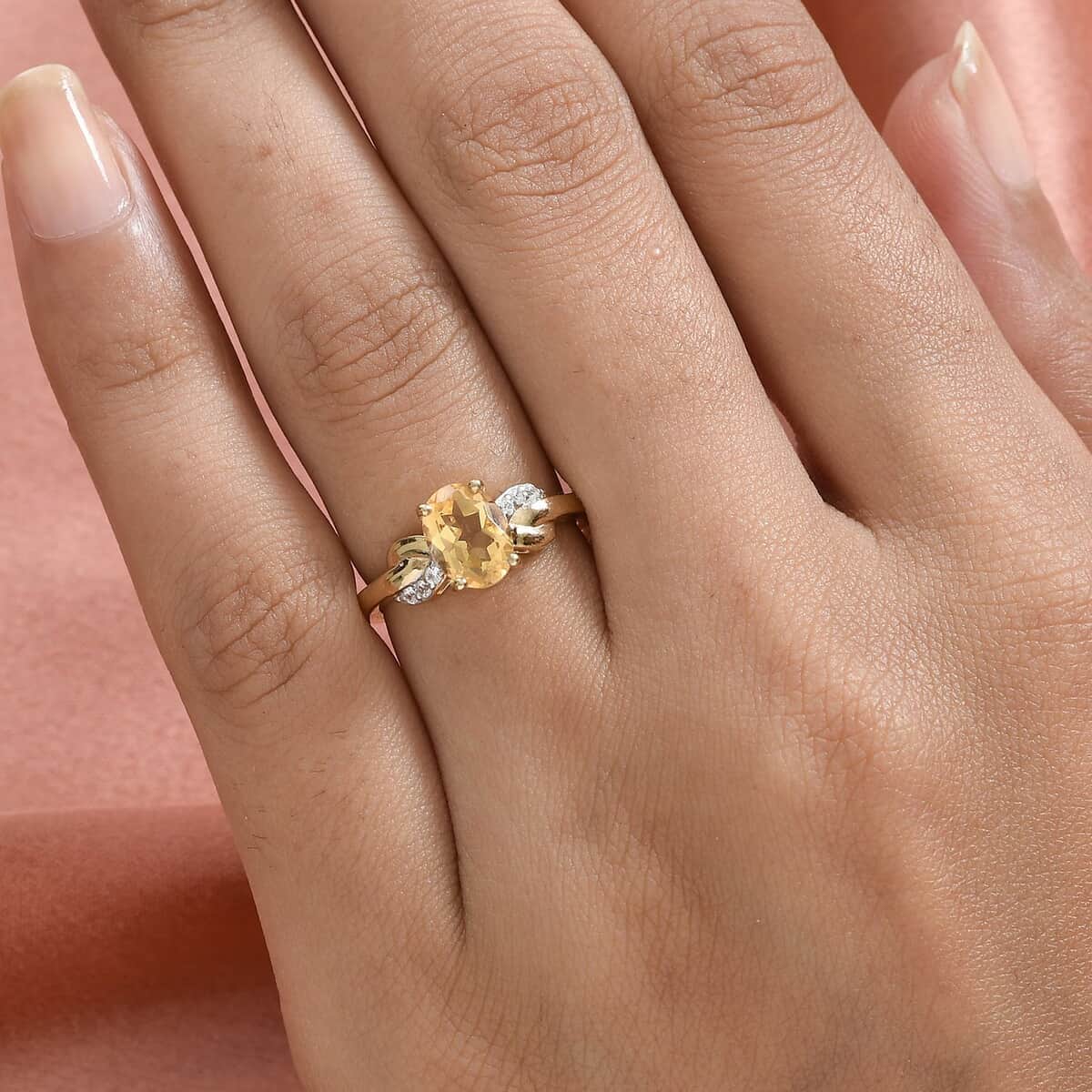 Brazilian Citrine Infinity Ring in 14K Yellow Gold Over Sterling Silver, White Zircon Accent Ring, Birthstone Jewelry, Gift For Her in 1.25 ctw image number 2