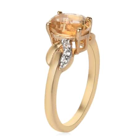 Brazilian Citrine Infinity Ring in 14K Yellow Gold Over Sterling Silver, White Zircon Accent Ring, Birthstone Jewelry, Gift For Her in 1.25 ctw image number 3