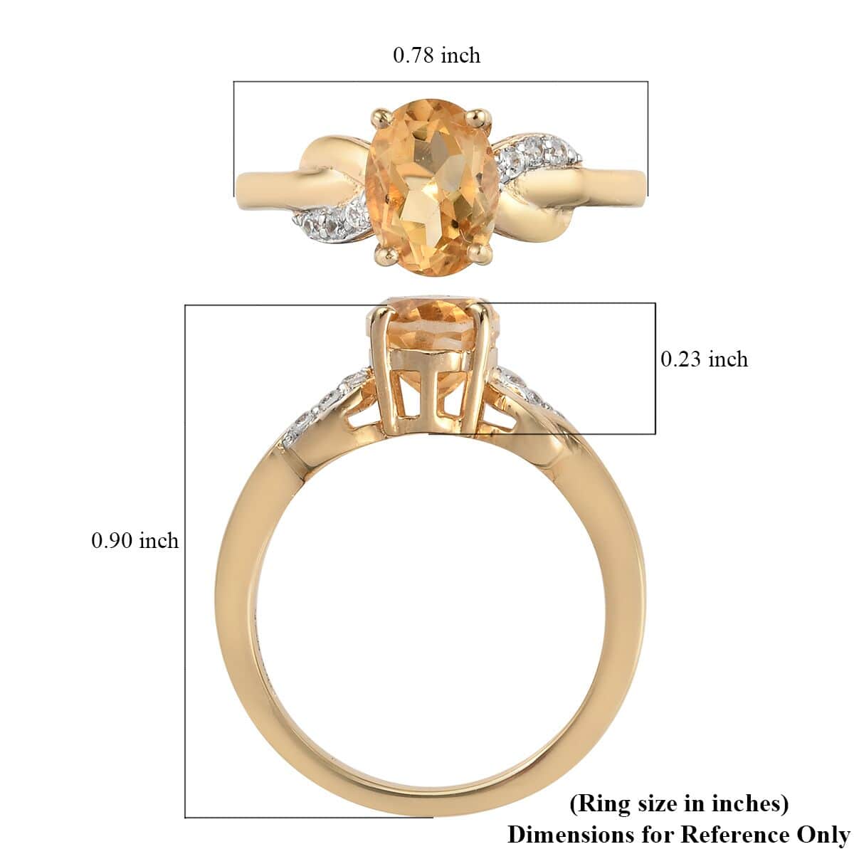 Brazilian Citrine Infinity Ring in 14K Yellow Gold Over Sterling Silver, White Zircon Accent Ring, Birthstone Jewelry, Gift For Her in 1.25 ctw image number 5