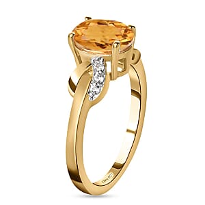D'Joy Brazilian Citrine and White Zircon 1.25 ctw Ring in 18K YG Over Sterling Silver (Size 9.0)