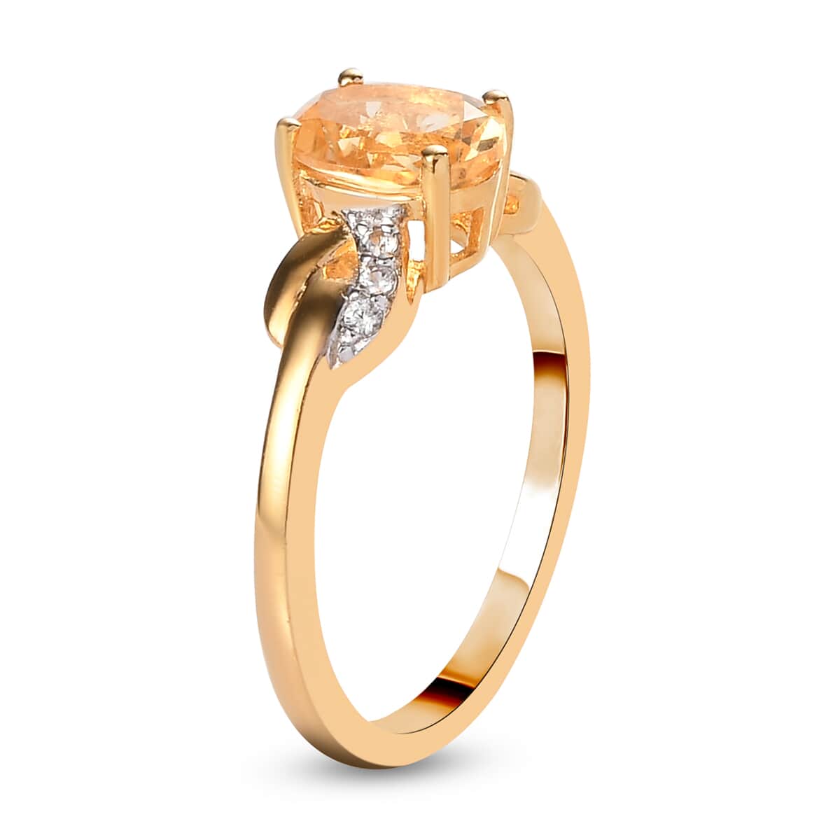 Brazilian Citrine Infinity Ring in 14K Yellow Gold Over Sterling Silver, White Zircon Accent Ring, Birthstone Jewelry, Gift For Her in 1.25 ctw image number 5