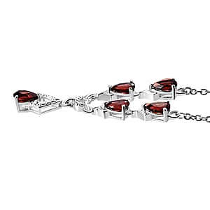 D'Joy Mozambique Garnet Necklace in Sterling Silver Stainless Steel, Drop Necklace For Women (18 Inches) 2.50 ctw