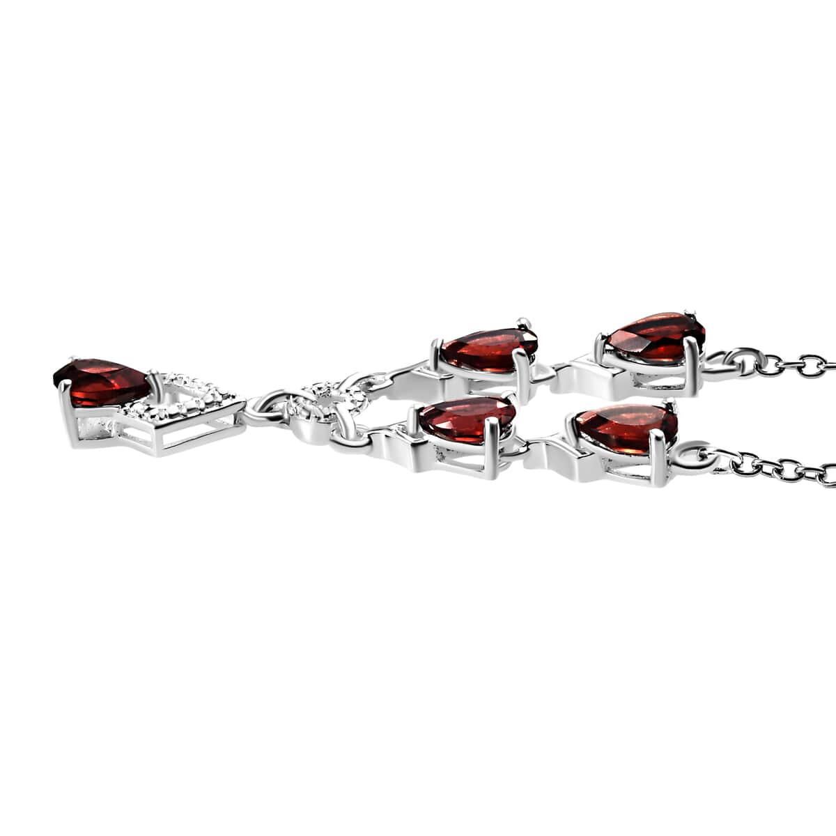 Mozambique Garnet Necklace in Sterling Silver Stainless Steel, Drop Necklace For Women (18 Inches) 2.50 ctw image number 3