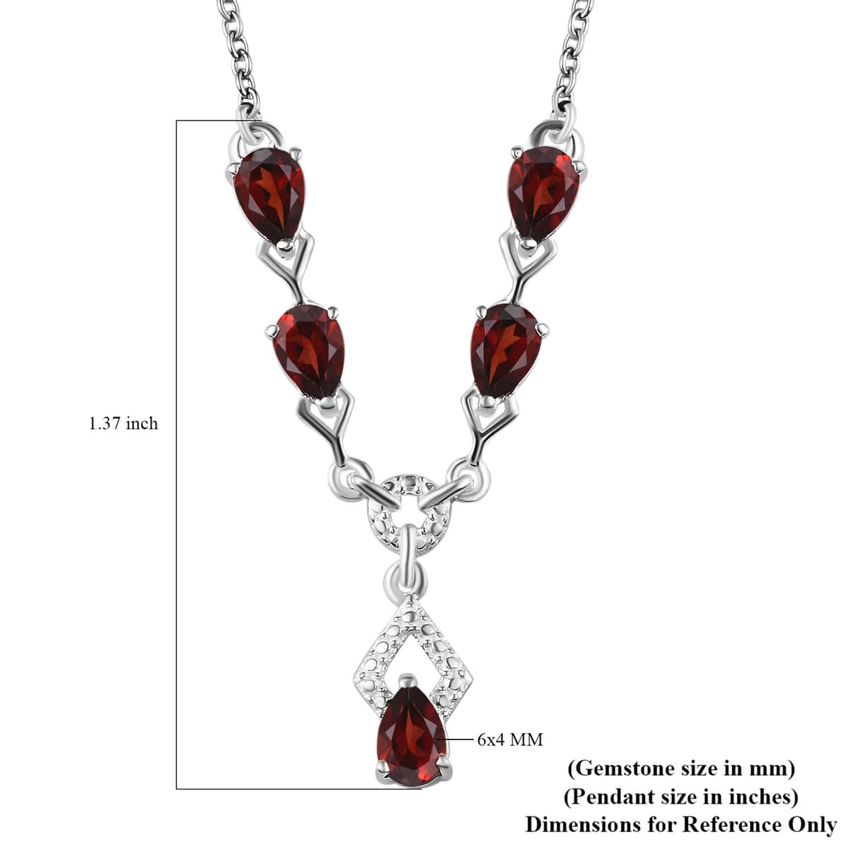 Mozambique Garnet Necklace in Sterling Silver Stainless Steel, Drop Necklace For Women (18 Inches) 2.50 ctw image number 5