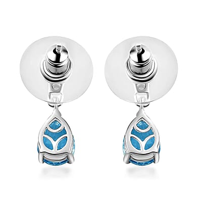 Sky Blue Topaz Drop Earrings in Sterling Silver, Simulated Diamond Silver Earrings, Anniversary Gifts For Her  3.15 ctw