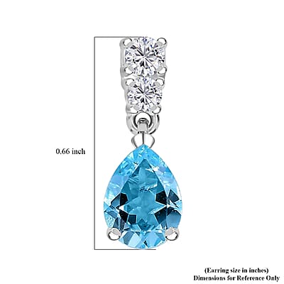 Sky Blue Topaz Drop Earrings in Sterling Silver, Simulated Diamond Silver Earrings, Anniversary Gifts For Her  3.15 ctw