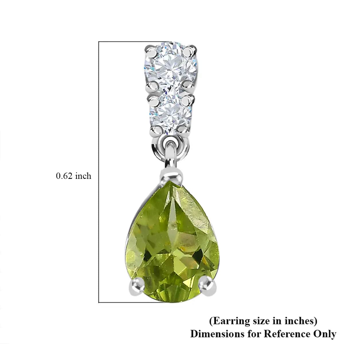 Peridot and Simulated Diamond Drop Earrings in Sterling Silver 2.60 ctw image number 6