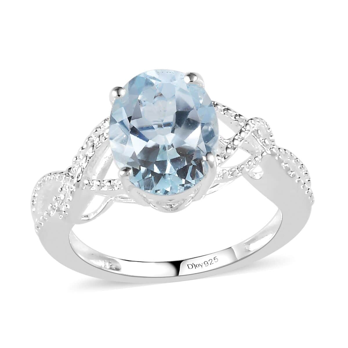 Sky Blue Topaz Loose Braid Solitaire Ring in Sterling Silver (Size 5.0) 3.00 ctw image number 0