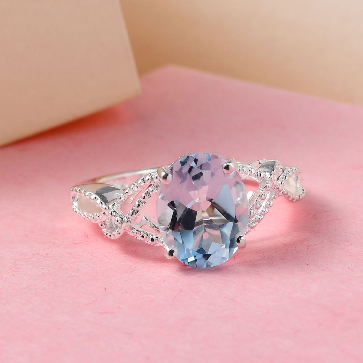 Sky Blue Topaz 3.00 ctw Loose Braid Solitaire Ring in Sterling Silver (Size 6.0) image number 4