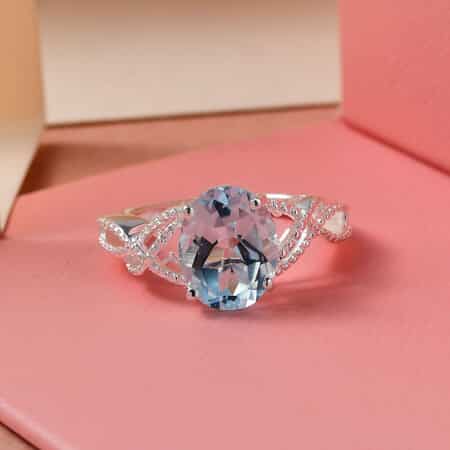 Sky Blue Topaz Loose Braid Solitaire Ring in Sterling Silver (Size 8.0) 3.00 ctw image number 3