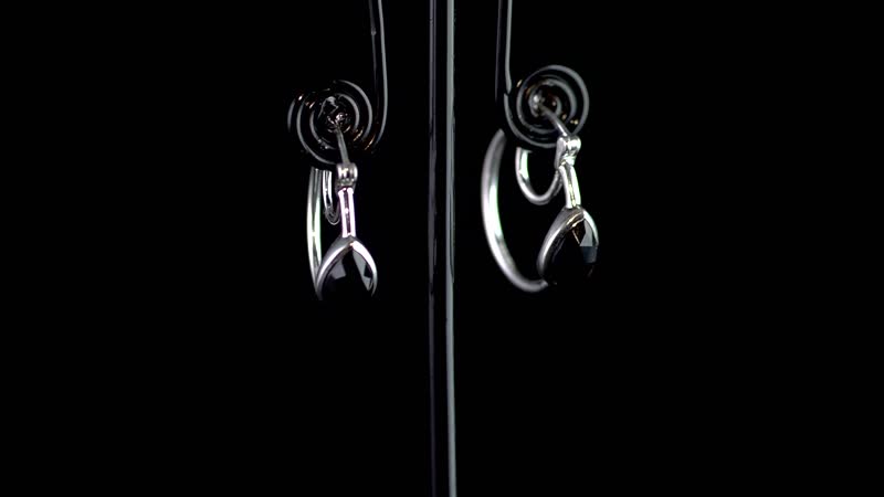 2.70 ctw Black Onyx Hoop Earrings in Sterling Silver