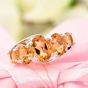 D'Joy Brazilian Citrine 1.85 ctw 5 Stone Ring in Sterling Silver (Size 10.0)