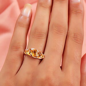 D'Joy Brazilian Citrine 1.85 ctw 5 Stone Ring in Sterling Silver (Size 10.0)