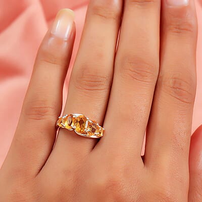 D'Joy Brazilian Citrine 1.85 ctw 5 Stone Ring in Sterling Silver (Size 10.0)