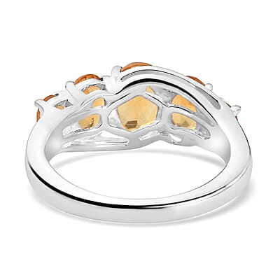 D'Joy Brazilian Citrine 1.85 ctw 5 Stone Ring in Sterling Silver (Size 10.0)