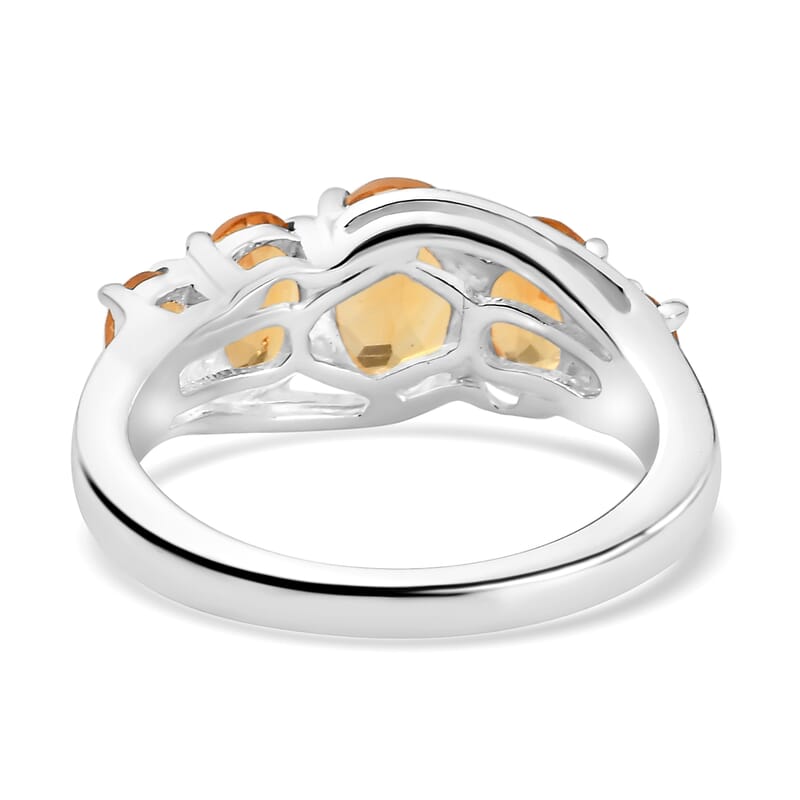 D'Joy Brazilian Citrine 1.90 ctw 5 Stone Ring in Sterling Silver (Size 10.0)