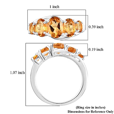 D'Joy Brazilian Citrine 1.85 ctw 5 Stone Ring in Sterling Silver (Size 10.0)