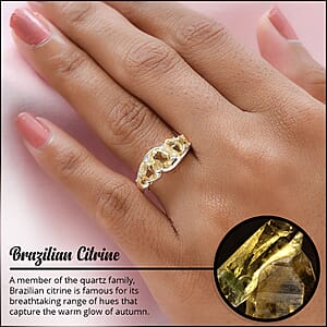 D'Joy Brazilian Citrine 1.85 ctw 5 Stone Ring in Sterling Silver (Size 7.0)