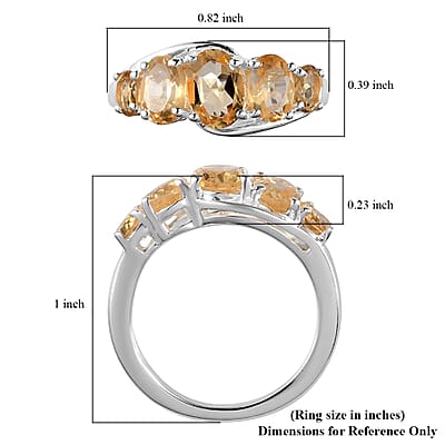D'Joy Brazilian Citrine 2.10 ctw 5 Stone Ring in Sterling Silver (Size 9.0)