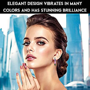 Simulated Multi Color Diamond Hoop Earrings in Sterling Silver