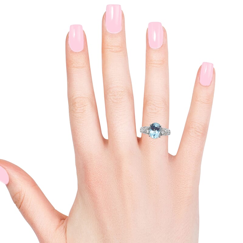 Sky Blue Topaz, White Topaz Platinum Over Sterling Silver Ring (Size 10.0) TGW 5.66 cts.