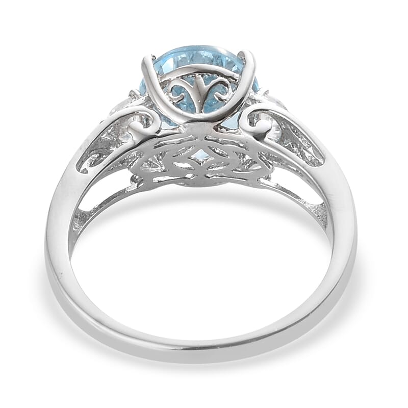Sky Blue Topaz, White Topaz Platinum Over Sterling Silver Ring (Size 10.0) TGW 5.66 cts.