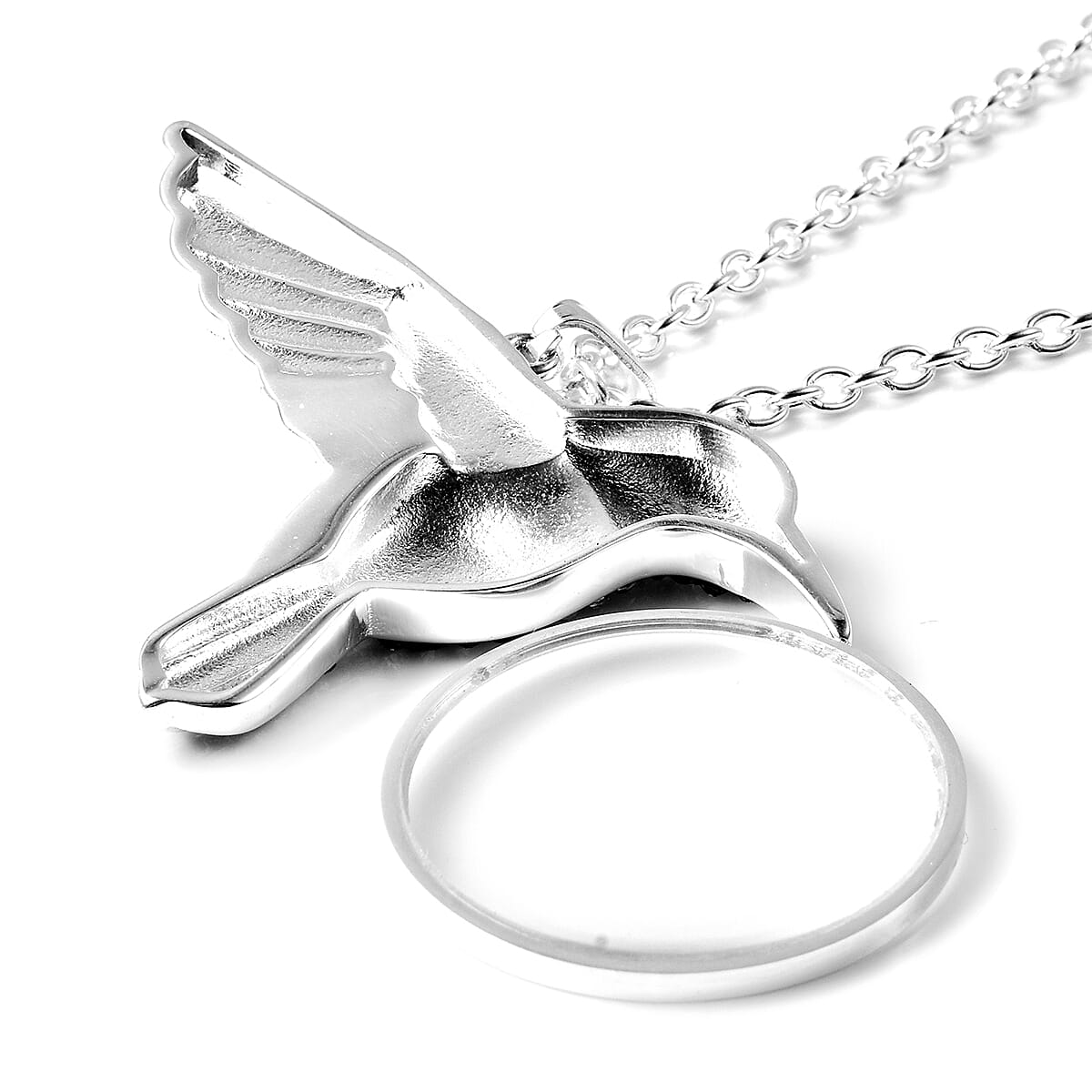 Multi Color Austrian Crystal Hummingbird Pendant Necklace 20 Inch in Stainless Steel image number 4