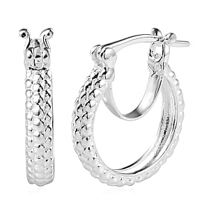 925 Sterling Silver Textured Earrings, Silver Hoops For Women