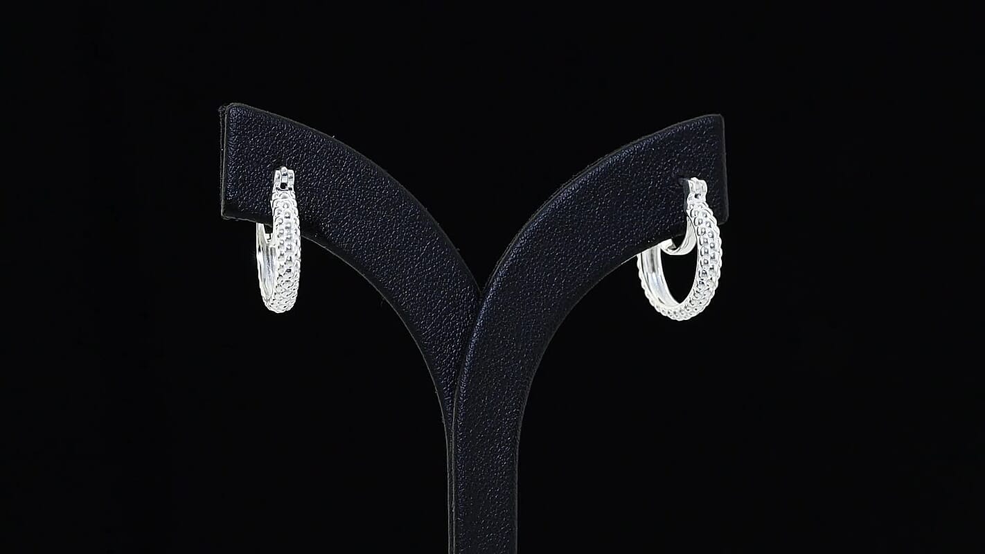 925 Sterling Silver Textured Earrings, Silver Hoops For Women