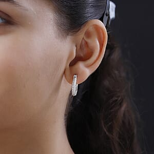 925 Sterling Silver Textured Earrings, Silver Hoops For Women