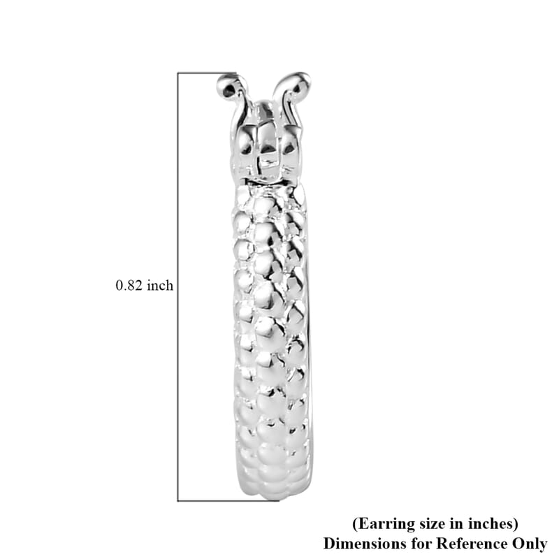 D'Joy 925 Sterling Silver Textured Earrings, Silver Hoops For Women