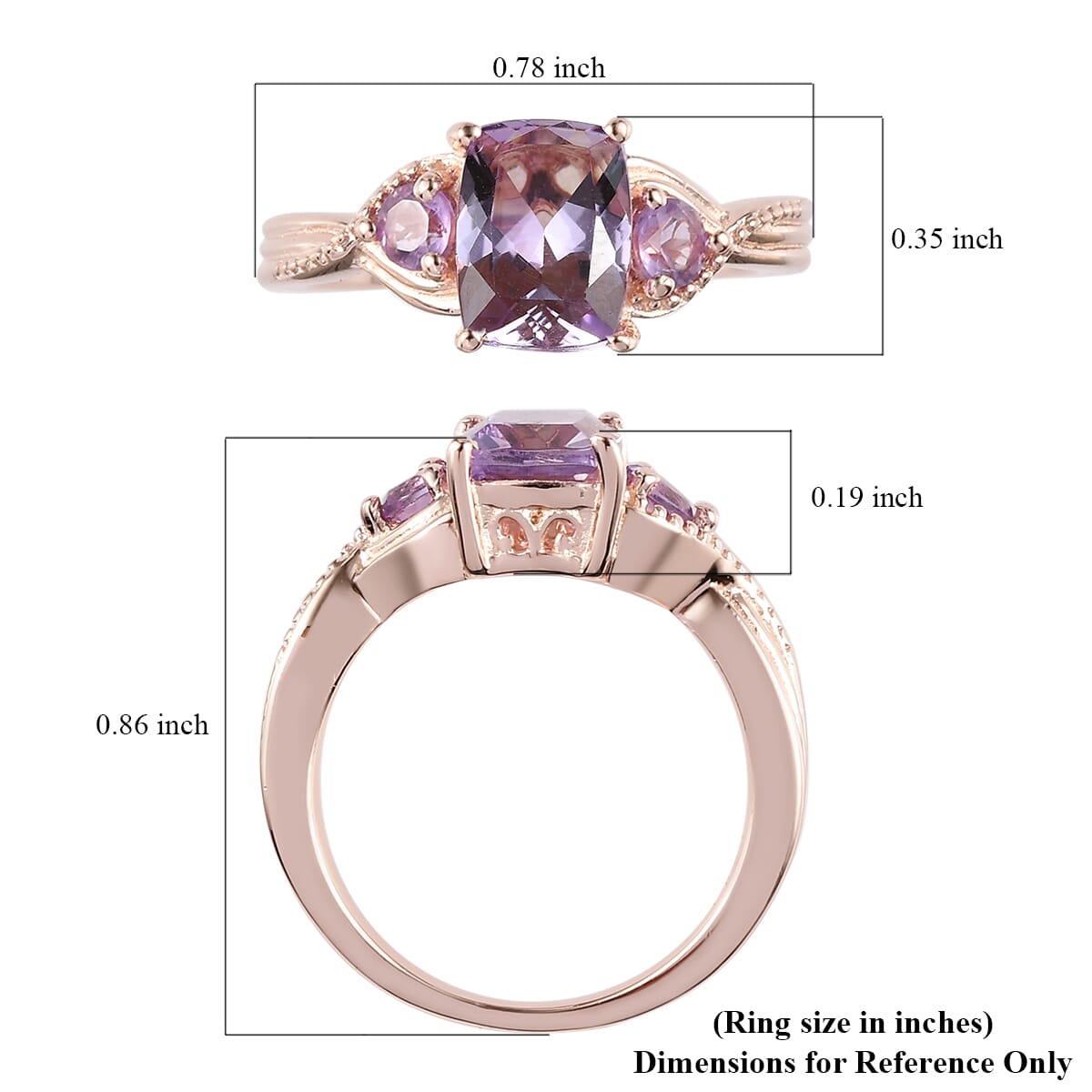 925 Silver 14K Rose Gold Plated Pink Gemstone Weddig Amethyst Ring Size 8 Gifts - Picture 9 of 10