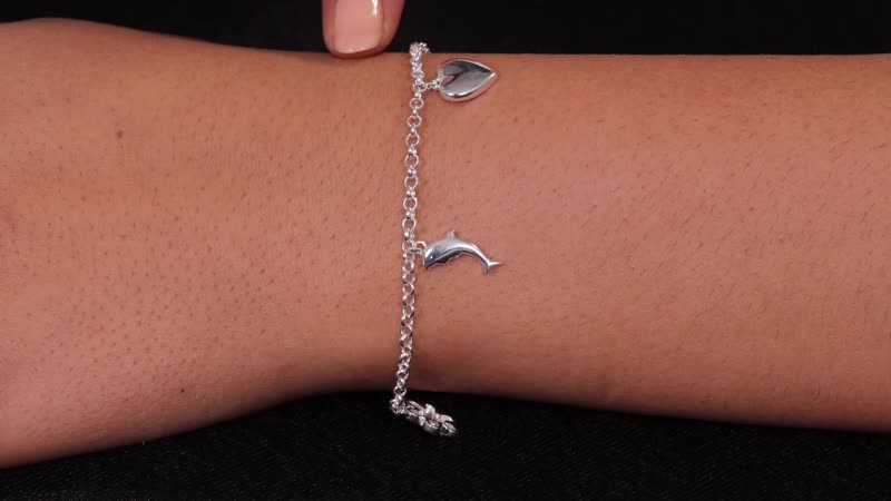 Galactic Charm Bracelet in Sterling Silver 3.1 Grams (7.25 In)
