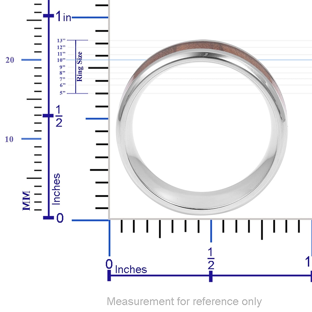 Acacia Wood Enameled Stainless Steel Men's Ring (Size 10) and Cross Pendant With Chain (24 in) image number 4