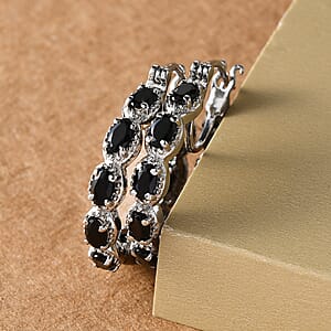 Black Onyx 3.25 ctw Inside Out Hoop Earrings in Stainless Steel